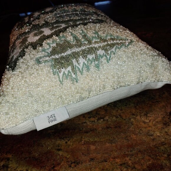 34th & Pine Holiday Tree Bling Beaded Decorator Lumbar Throw Pillow 15x11x6" - Picture 3 of 12